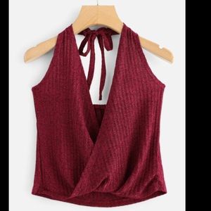 Ribbed Knit Halter Top